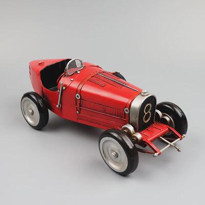 1924年布加迪TYPE35跑车模型铁艺复古怀旧老爷车橱窗收藏装饰摆件