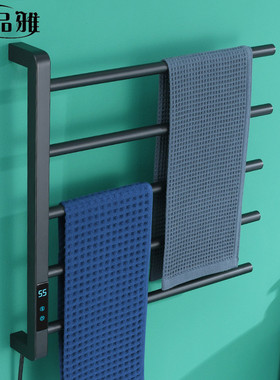 7YX简约白色卫生间可旋转电热毛巾架浴室加热烘干浴巾架厕所