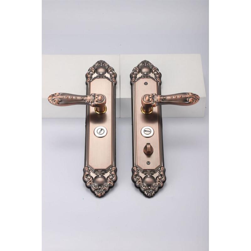 简欧式大门机械门锁不锈钢防盗门把手别墅面板门锁拉手加厚双开锁