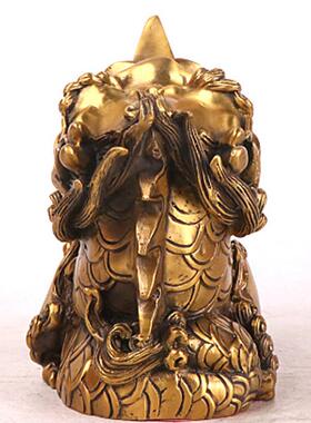 杨铜记铜睚眦日月神兽龙摆件睚眦九子