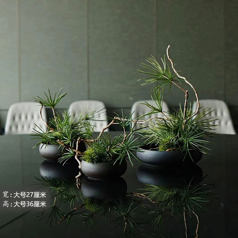 餐桌花摆花仿真花摆件酒店新中式陶瓷盘假花摆设餐厅转盘圆桌花艺