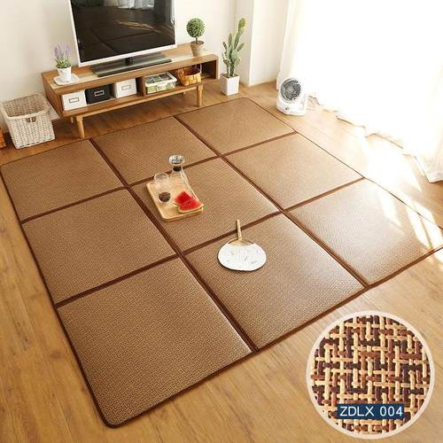 现货夏季日式简约九宫格藤席榻榻米地垫客厅折叠地垫儿童爬爬垫