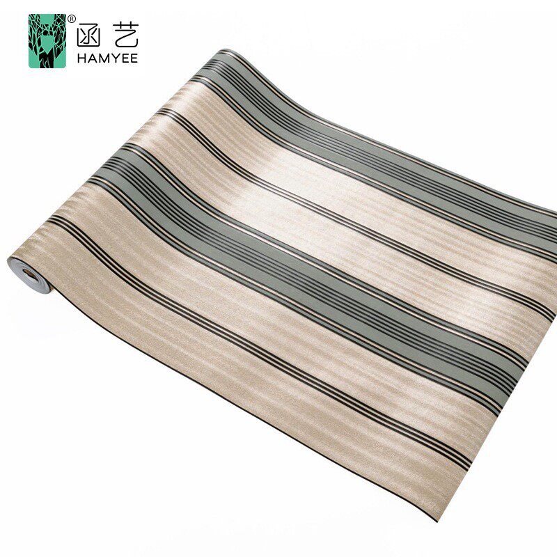 定制53pvc壁纸现代卧室客厅金箔批发无纺墙纸非自粘线条立体墙贴