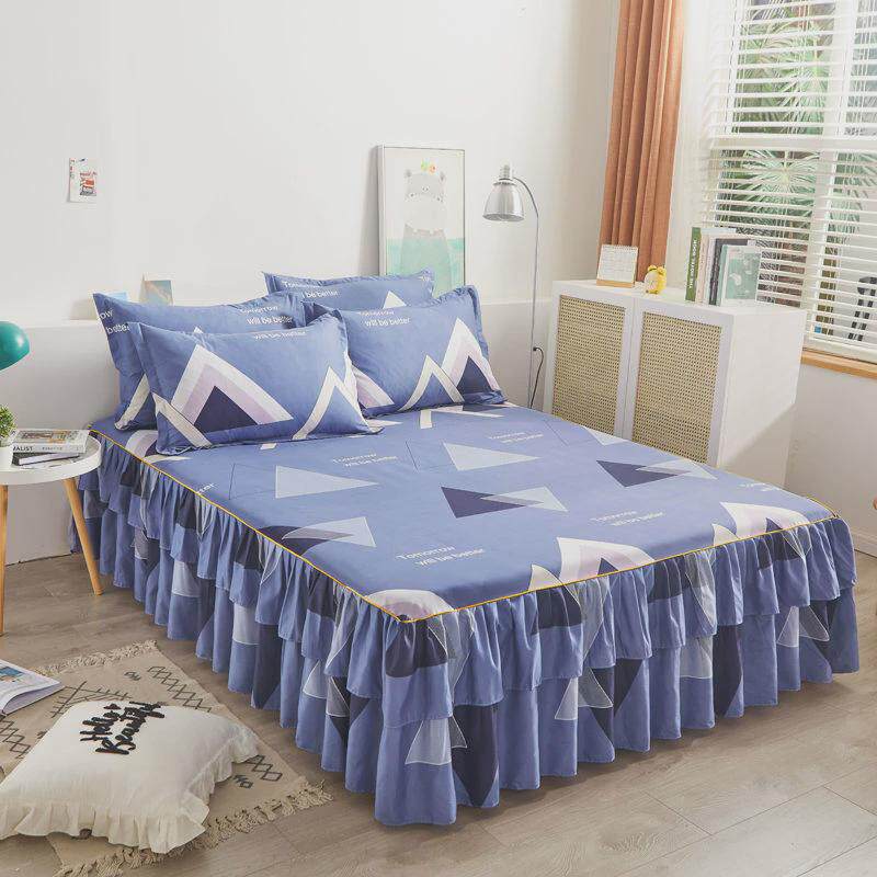 w5r公主风2024新款床罩床裙式带裙边床套单件床单花边床笠防滑三
