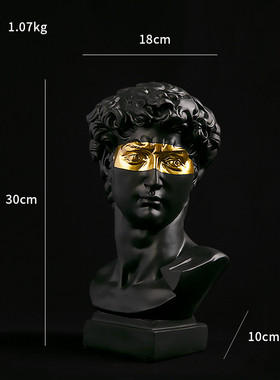 ins欧式美术雕塑大卫头像底座树脂仿石膏雕像摆件风格用品素描用