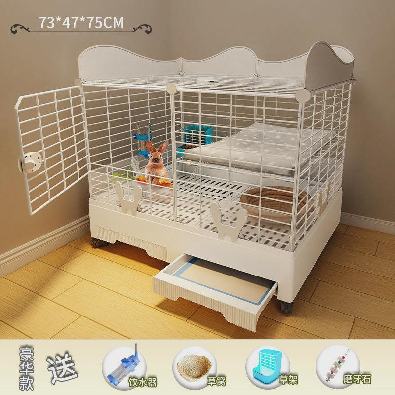 兔笼防喷溅喷尿室内专用荷兰猪窝屋别墅大空间豪华兔笼子家用大号
