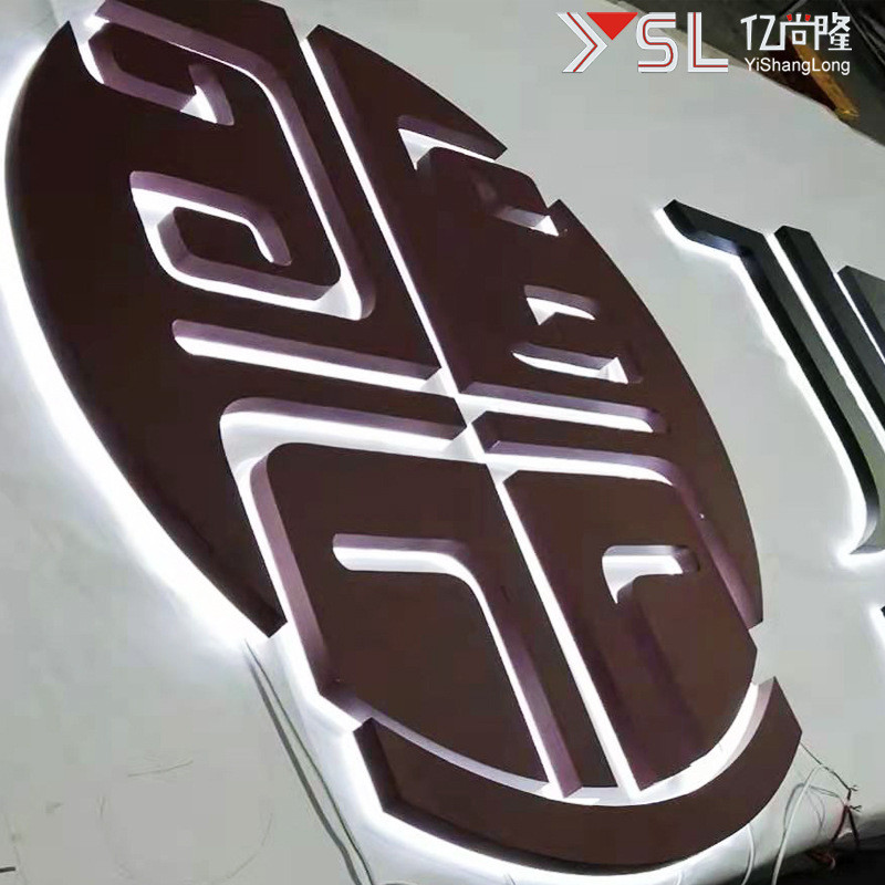 厂家LED背光字水晶底不锈钢玫瑰金钛金香槟金发光字门头广告招牌