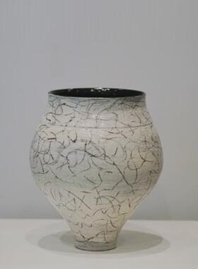 新中式手工陶瓷花瓶家居样板间软装侘寂风插花器民宿餐桌饰品摆件