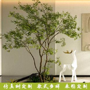 饰别墅仿生落地假树盆栽 仿真树木室内大型仿真绿植景观造景装