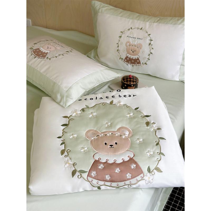 儿童软糖可可熊贴布绣冰丝60兰精天丝凉感空调被卡通单双人夏凉被