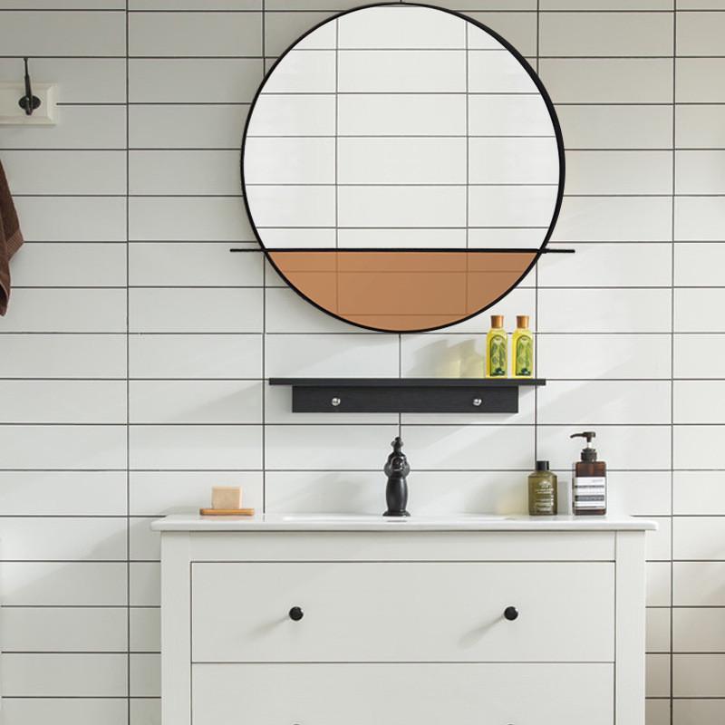 不锈钢圆形浴室镜卧室北欧洗手间镜子壁挂金色简约现代风格创意