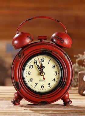 美式复古工艺品装饰时钟创意树脂时钟客家居装饰工艺礼品小摆件