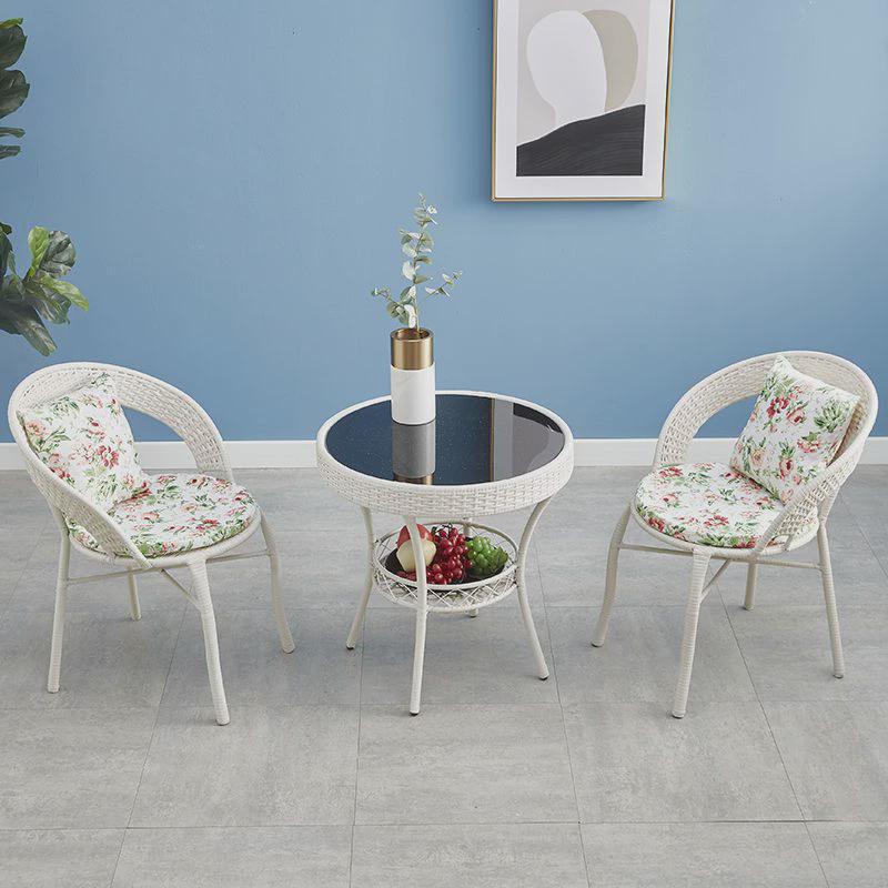 阳台桌椅藤椅三件套简约现代小茶几组合藤椅子休闲户外室外靠新款