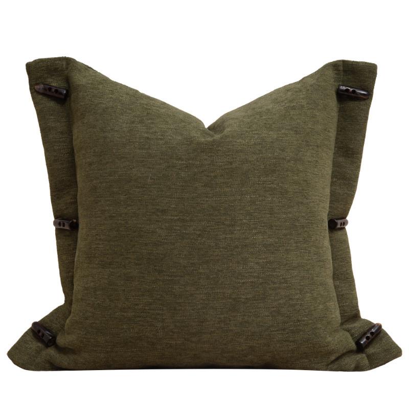 中古风沙发抱枕绿色竹子中式国风酒店样板房客厅靠垫床头靠枕批发