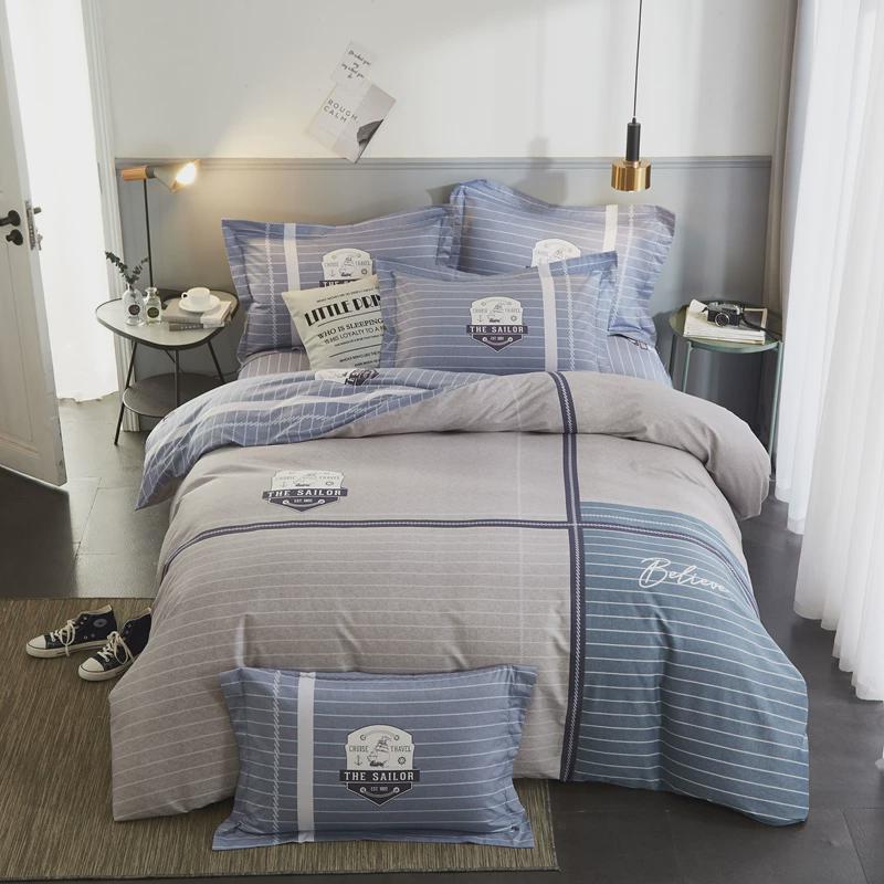 gz6m纯斜纹英伦风欧美条格四件套被套床笠1.8米1.5m2床品秋冬