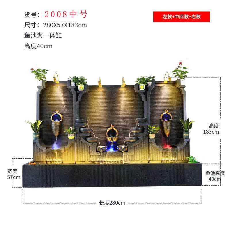 落地欧式流水墙喷泉酒店会所水幕背景观公司开业庭院玄关室内摆件