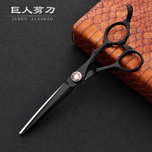 家用可6.0寸/5.5寸440c黑色烤漆平剪美发理发剪刀定制logo