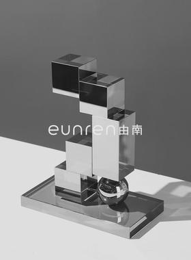 轻奢创意方块阶梯几何造型艺术摆件家居样板间桌面现代简约装饰品