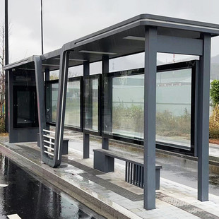 大屏智能候车亭亚克力杭州滚动灯箱公交车站牌城乡不锈钢公交站台