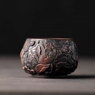 紫陶品茗杯主人杯紫砂茶杯功夫茶具单杯大号礼品茶盏茶台摆件茶碗