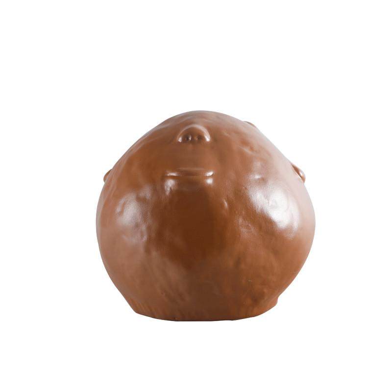 雕塑抽象棕色笑脸人像摆件现代简约样板房书房客厅书柜玄关饰品