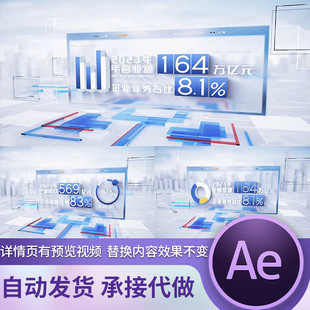 蓝色科技感企业公司商业数据信息展示时间线发展大事记片头AE模板