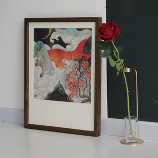 alj6黑胡桃g1手工字画装裱画框外框实木框裱大相框尺寸拼图挂墙木