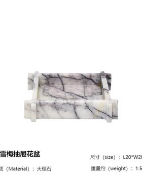 北欧简约大理摆件石苔藓绿植装饰花盆石洞客厅民宿酒店样板间售楼