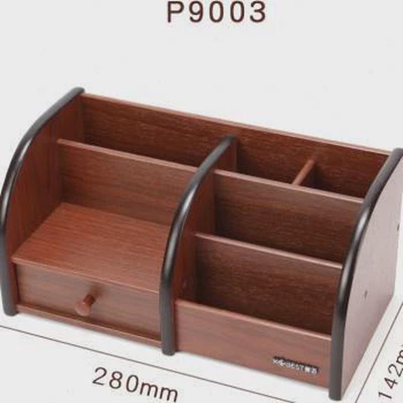 康百创意多功能方形笔筒学生专用桌面文具木质简约日式办公收纳盒