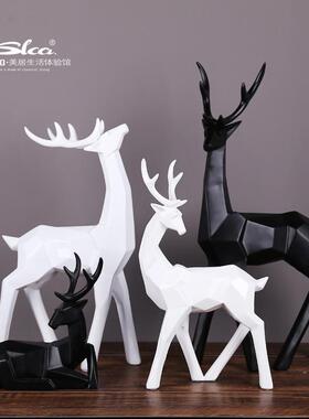 树脂工艺品桌面摆饰北欧风简约几何麋鹿室内家居摆件出口定制货源