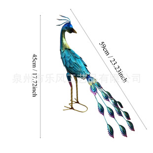 园艺金属摆件回头开屏孔雀雕像铁艺工艺品户外庭院动物装饰品