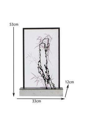 新中式玄关亚克力水墨文竹装饰品禅意摆件样板房软装酒店别墅屏风