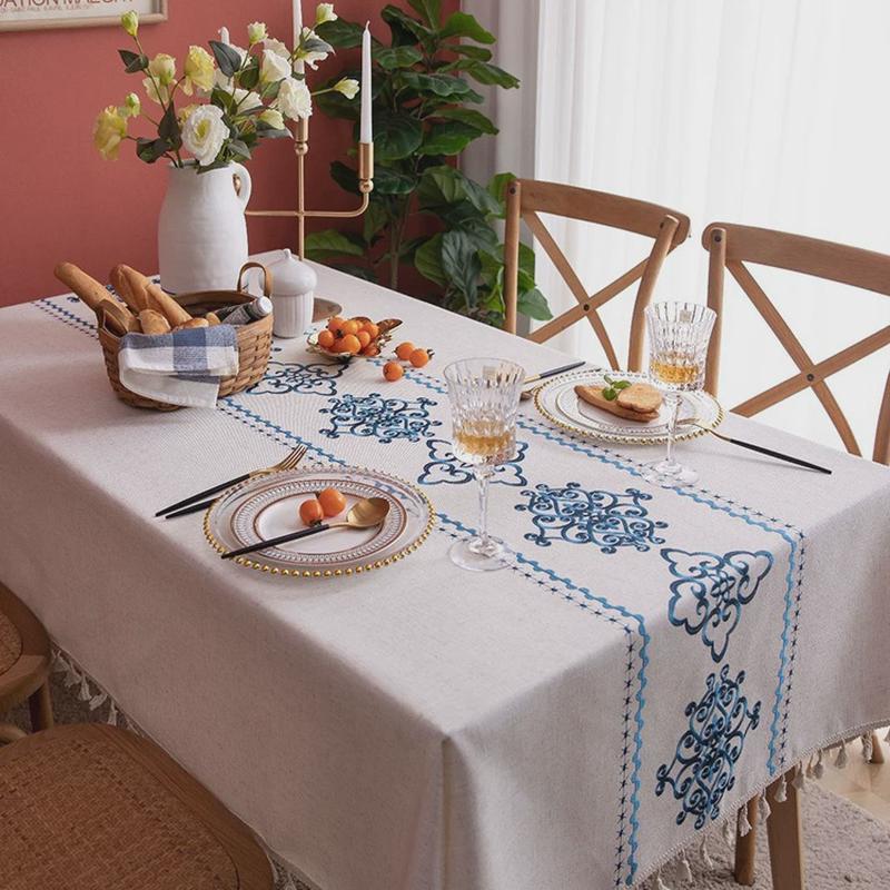 北欧棉麻防水耐脏中国风布艺桌布餐桌茶几长方形家用清新台布简约