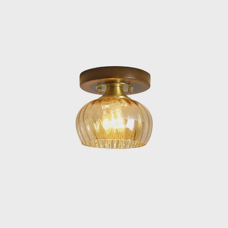 新中式木艺过道灯简约led走廊玄关灯入户明装衣帽间具阳台吸顶灯