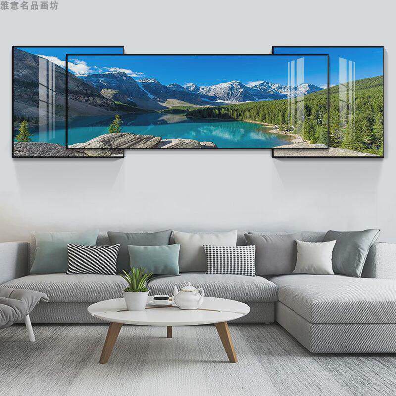 深圳现代简约叠加装饰画客厅高级感大气大芬油画村沙发背景墙挂画