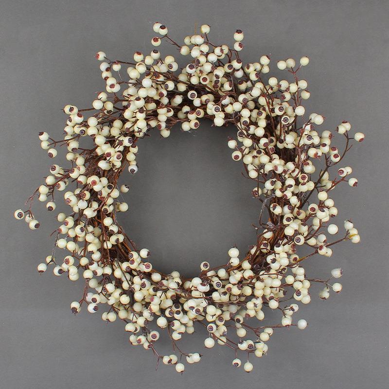 热销跨境新品仿真枯枝圣诞花环装饰品节日白果窗门圈挂件酒店橱藤