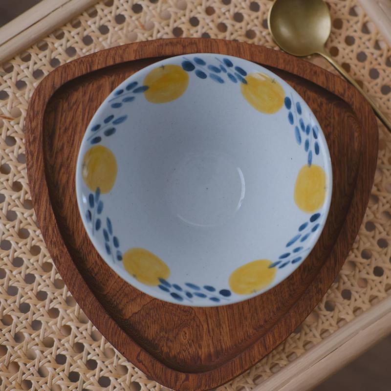 川谷粗陶日式拉面碗青花陶瓷碗斗笠喇叭碗手工彩绘餐具食器