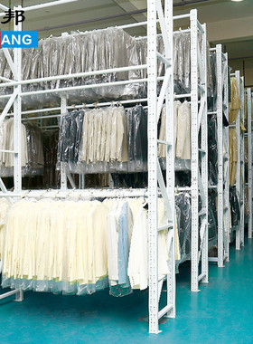 服装店展示架邦库房圆管服装挂衣架蓝色仓储挂衣服货架实仓库库房