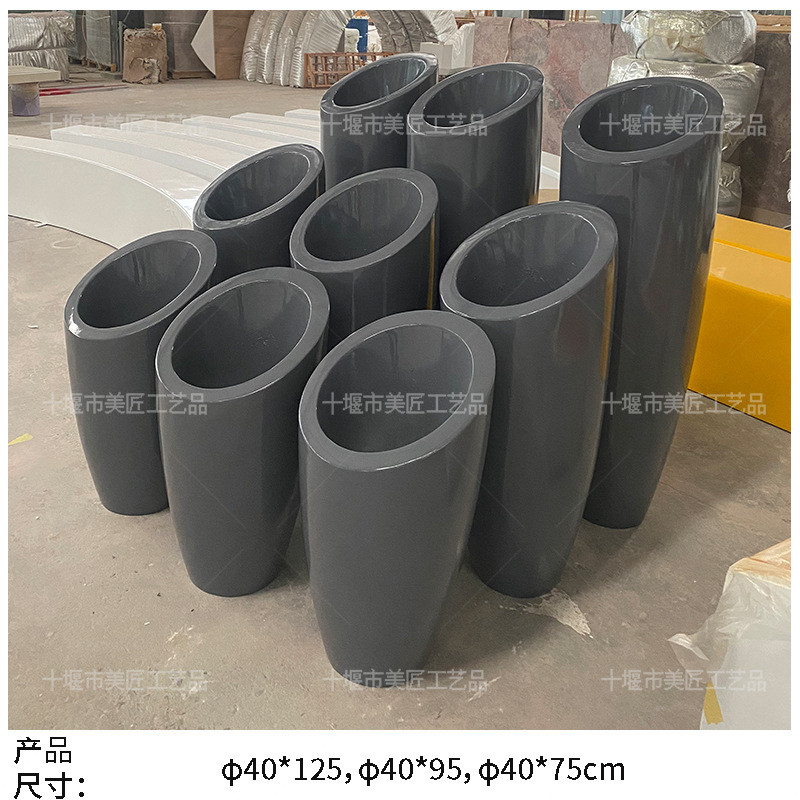 玻璃钢花盆花器美陈花钵现代简约商业摆件圆形花坛售楼处花箱花池