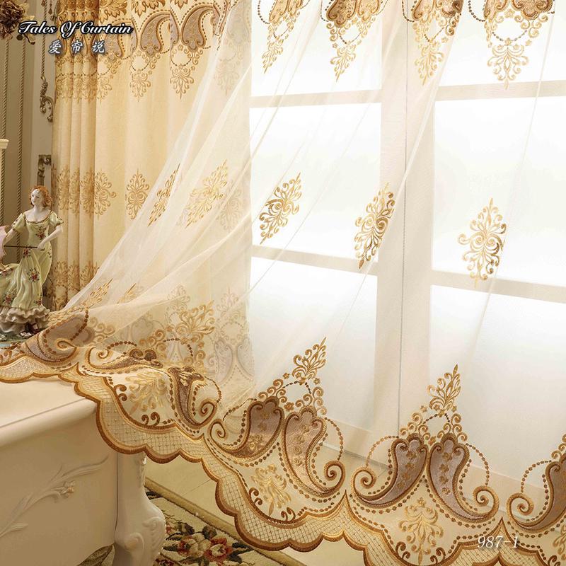 柯桥厂家窗帘成品雪尼尔绣花窗帘布艺遮光窗帘布卧室客厅窗纱