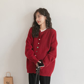 打底衫 孕妇装 春装 红色宽松大码 毛衣短款 秋冬2025新款