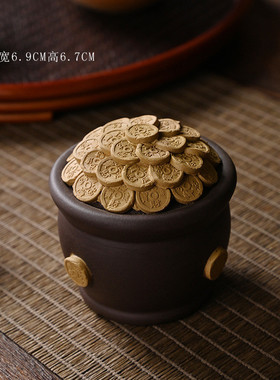 宜兴精品茶宠可养招财茶玩茶桌装饰品手工聚宝盆紫砂摆件茶具配件