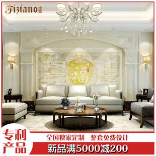 缇香罗马柱欧式瓷砖背景墙客厅影视墙岗石罗马柱瓷砖壁画