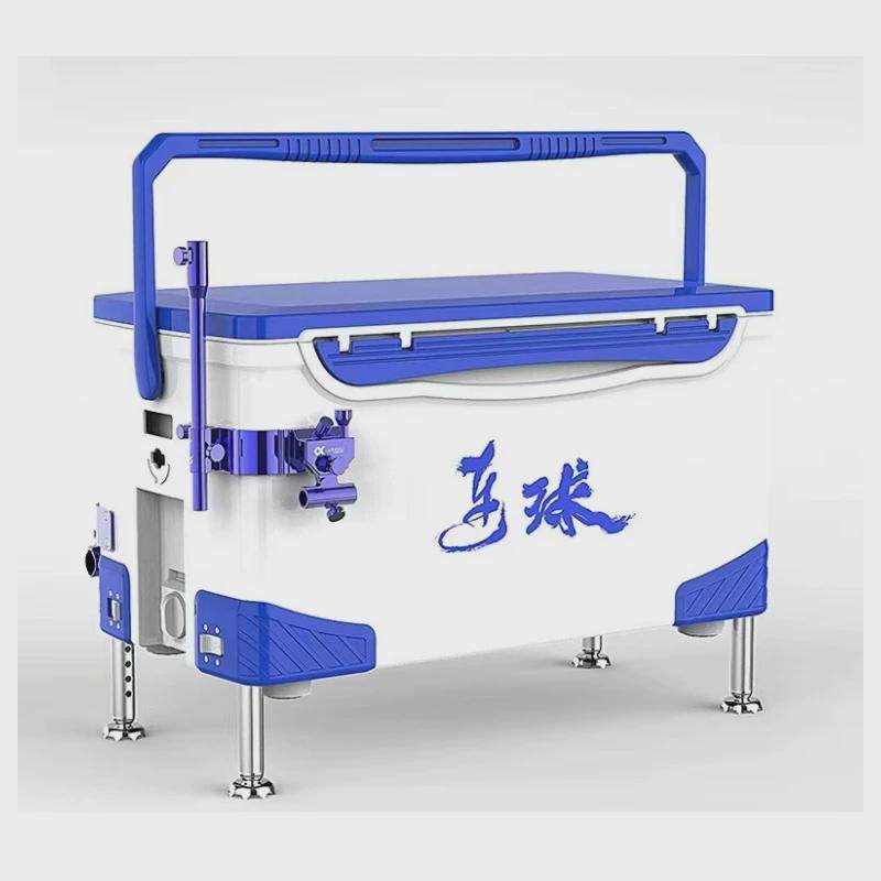 连球2023款平盖竞技钓箱40L007大容量钓鱼箱四脚升降铝合金配件