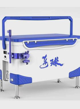 连球2023款平盖竞技钓箱40L007大容量钓鱼箱四脚升降铝合金配件