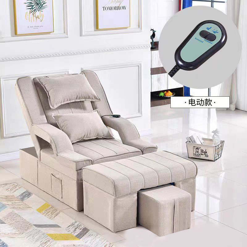 足疗沙发电动足浴洗脚美容院按摩床绒布一体床美甲按摩修脚沙发床