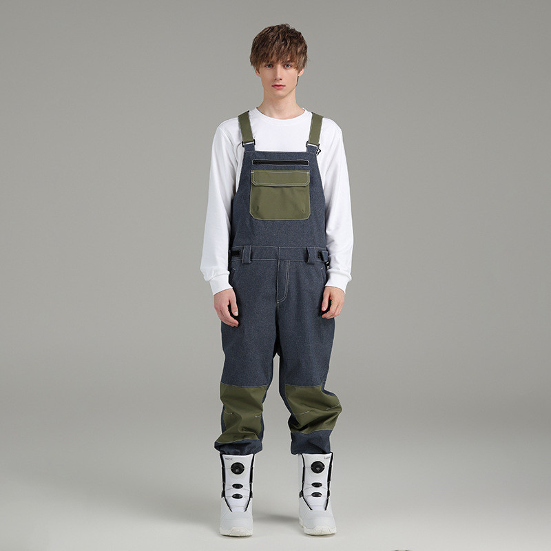 新款searipe雪怡派双板单板牛仔背带防风裤男女款滑雪防水滑雪服