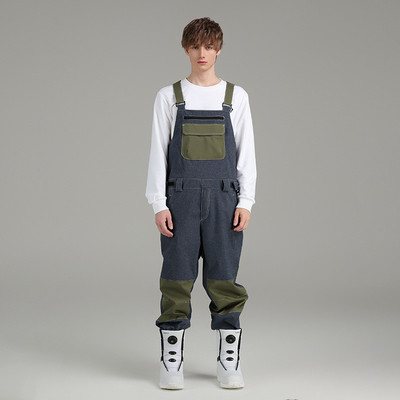 新款searipe雪怡滑雪服双板单板牛仔背带滑雪裤男女款防风防水派