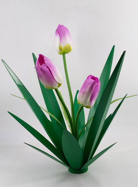 龙舌兰花金属创意摆件工艺品铁质户外庭院花园铁艺郁金香装饰