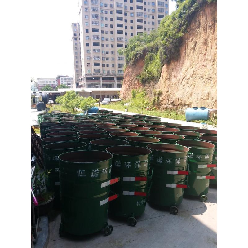 厂家直供户外环卫铁皮各类垃圾桶分类圆形挂车桶工业厨余泔水桶